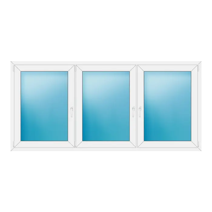 Dreiflügeliges Kunststofffenster 242x114 cm Weiß
