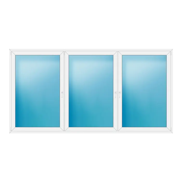 Dreiflügeliges Kunststofffenster 338x174 cm Weiß
