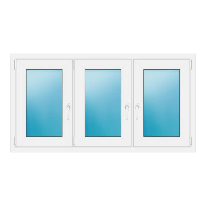 Dreiflügeliges Kunststofffenster 150x80 cm Weiß