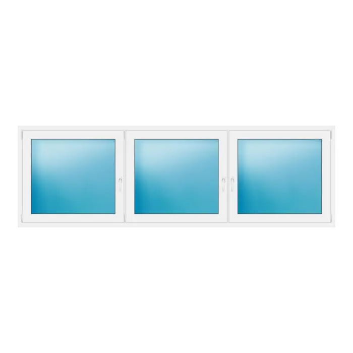 Dreiflügeliges Kunststofffenster 300x96 cm Weiß