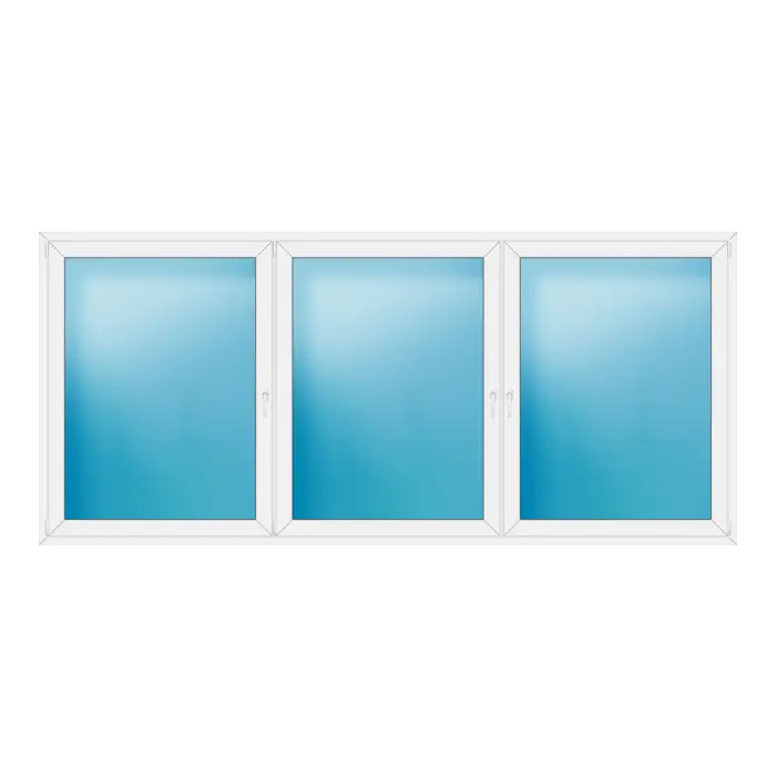 Dreiflügeliges Kunststofffenster 348x156 cm Weiß