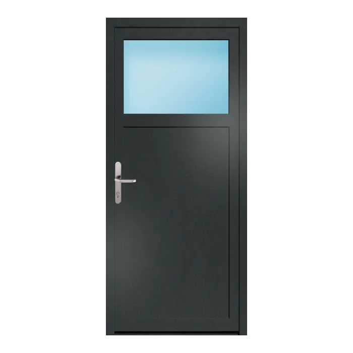 Nebeneingangstür 80x180 cm 1/3 Glas Anthrazit genarbt