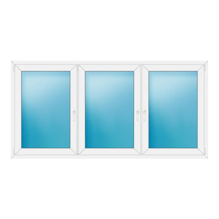 Dreiflügeliges Kunststofffenster 242x120 cm Weiß