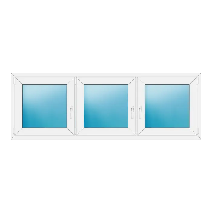 Dreiflügeliges Kunststofffenster 206x72 cm Weiß