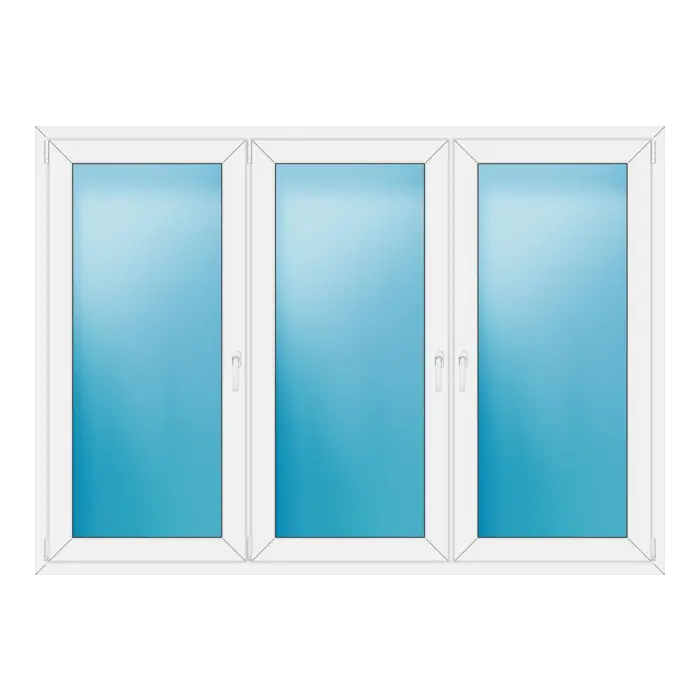 Dreiflügeliges Kunststofffenster 216x154 cm Weiß