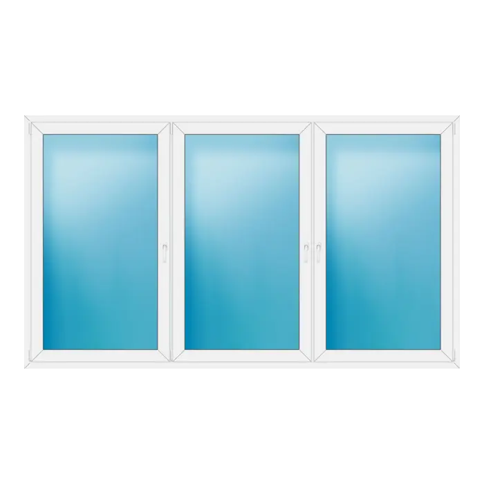 Dreiflügeliges Kunststofffenster 296x172 cm Weiß