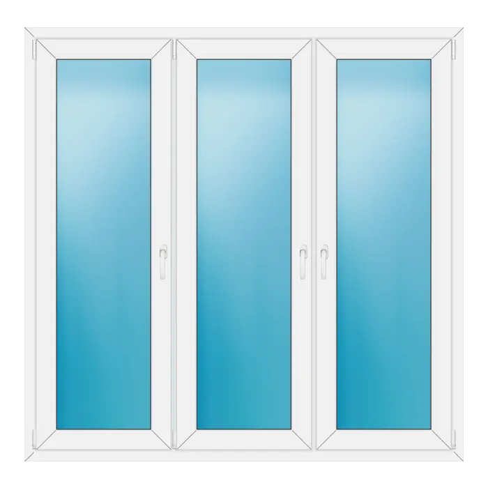 Dreiflügeliges Kunststofffenster 176x174 cm Weiß