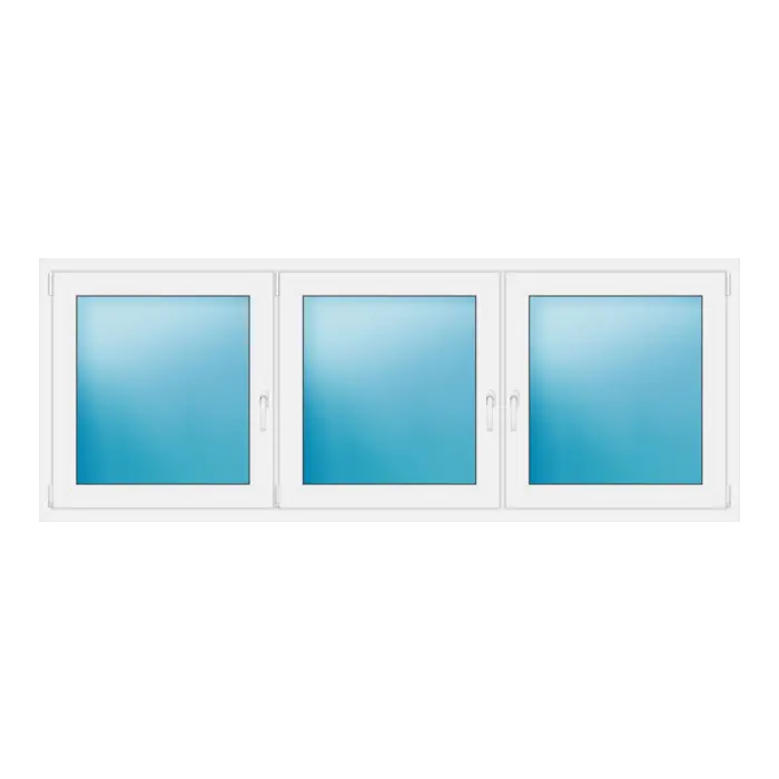 Dreiflügeliges Kunststofffenster 240x90 cm Weiß