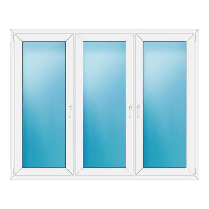 Dreiflügeliges Kunststofffenster 200x160 cm Weiß