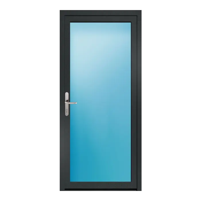 Nebeneingangstür 82x181 cm Vollglas Anthrazit genarbt