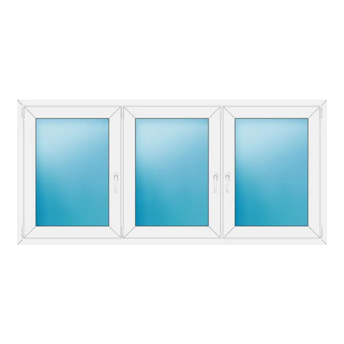 Dreiflügeliges Kunststofffenster 214x100 cm Weiß