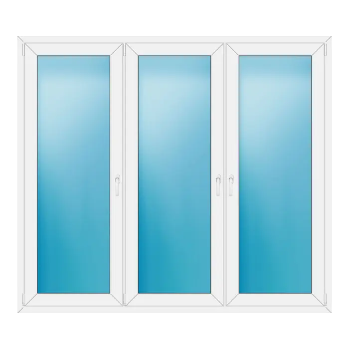 Dreiflügeliges Kunststofffenster 204x180 cm Weiß