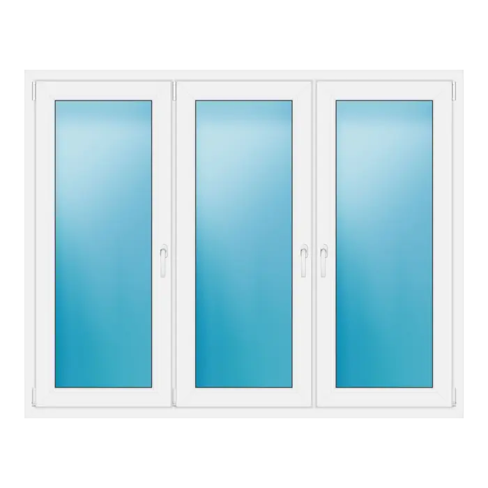 Dreiflügeliges Kunststofffenster 184x146 cm Weiß