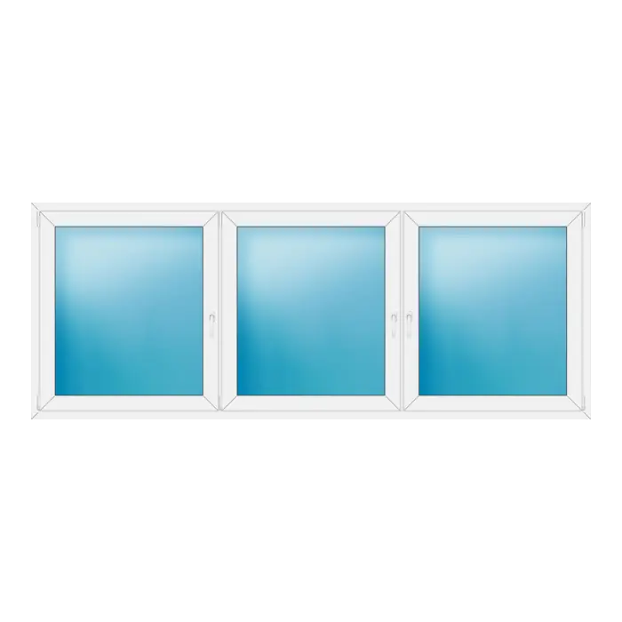 Dreiflügeliges Kunststofffenster 300x116 cm Weiß