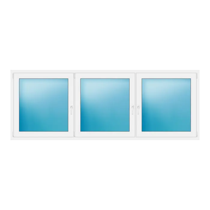 Dreiflügeliges Kunststofffenster 280x104 cm Weiß