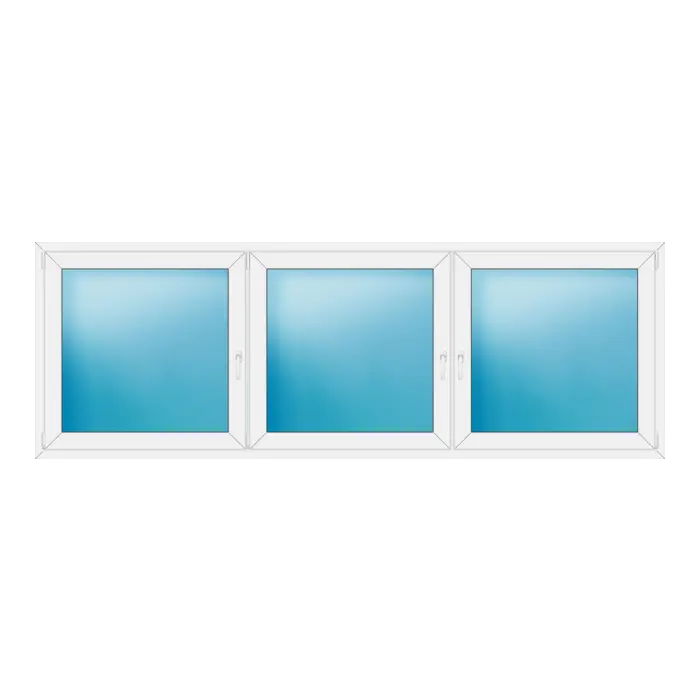 Dreiflügeliges Kunststofffenster 302x104 cm Weiß