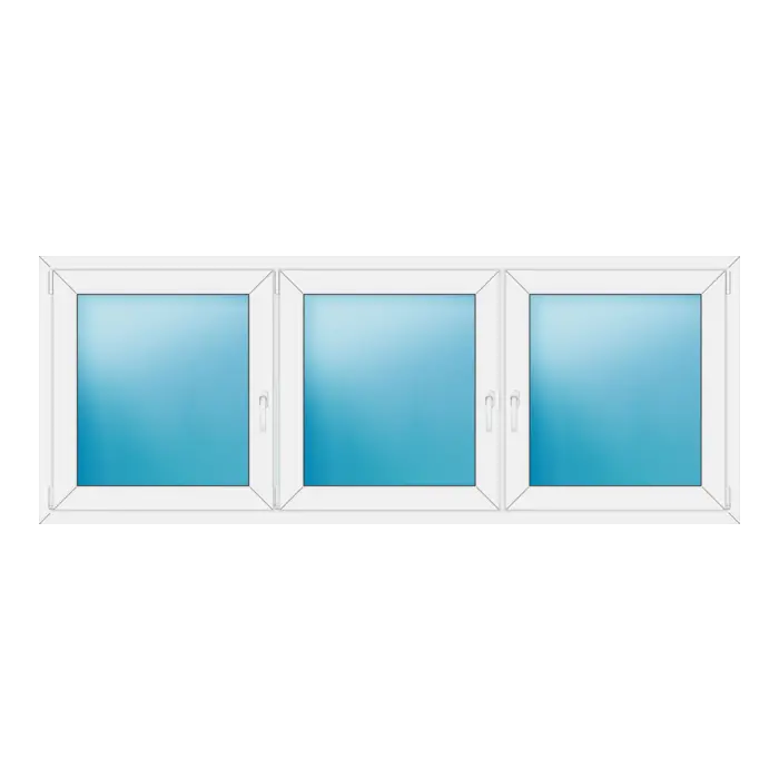 Dreiflügeliges Kunststofffenster 236x90 cm Weiß