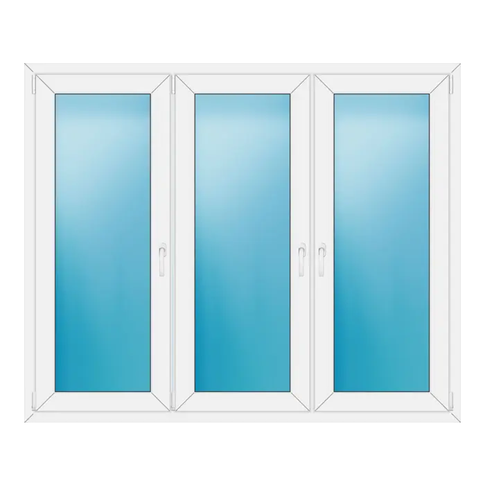 Dreiflügeliges Kunststofffenster 182x150 cm Weiß
