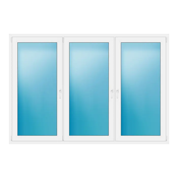 Dreiflügeliges Kunststofffenster 238x164 cm Weiß