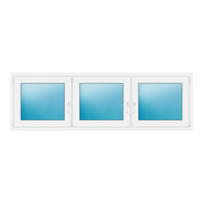Dreiflügeliges Kunststofffenster 220x70 cm Weiß