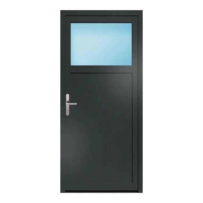 Nebeneingangstür 90x200 cm 1/3 Glas Anthrazit genarbt