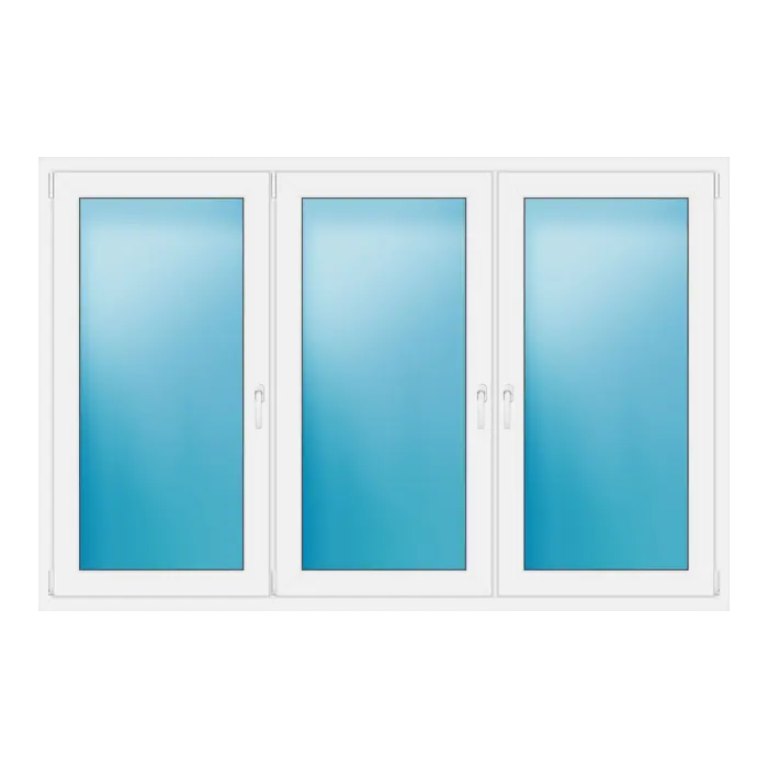 Dreiflügeliges Kunststofffenster 216x142 cm Weiß