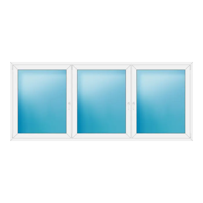 Dreiflügeliges Kunststofffenster 306x132 cm Weiß