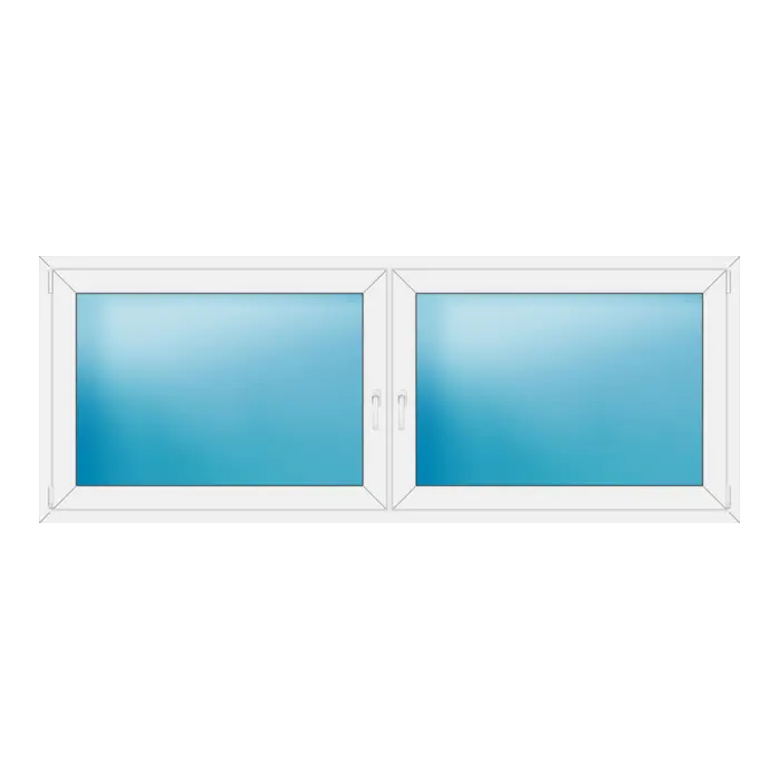 Zweiflügeliges Kunststofffenster 242x92 cm Weiß