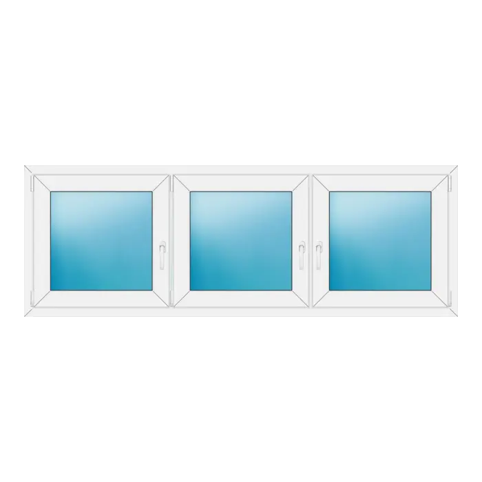 Dreiflügeliges Kunststofffenster 212x74 cm Weiß