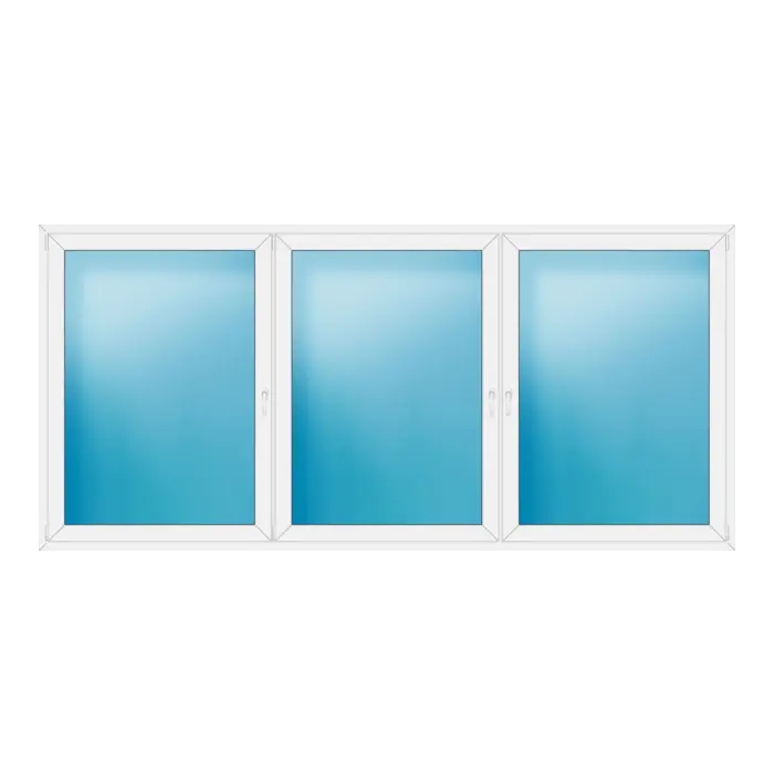Dreiflügeliges Kunststofffenster 346x162 cm Weiß