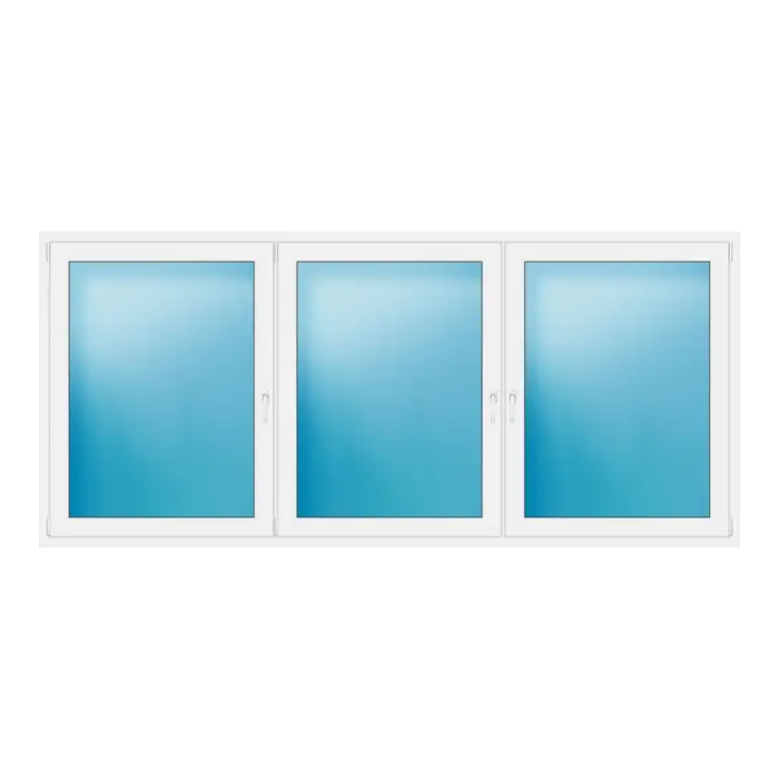 Dreiflügeliges Kunststofffenster 300x135 cm Weiß