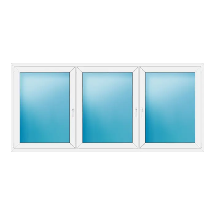 Dreiflügeliges Kunststofffenster 276x126 cm Weiß