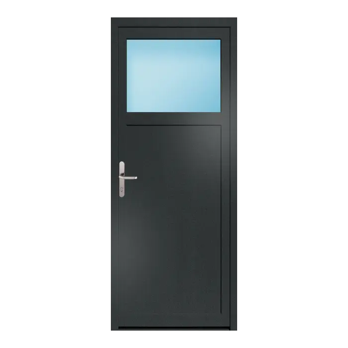 Nebeneingangstür 84x208 cm 1/3 Glas Anthrazit genarbt