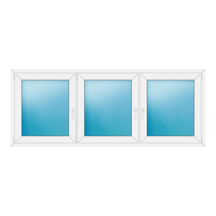 Dreiflügeliges Kunststofffenster 230x92 cm Weiß