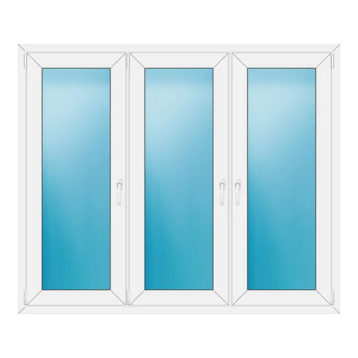 Dreiflügeliges Kunststofffenster 172x144 cm Weiß