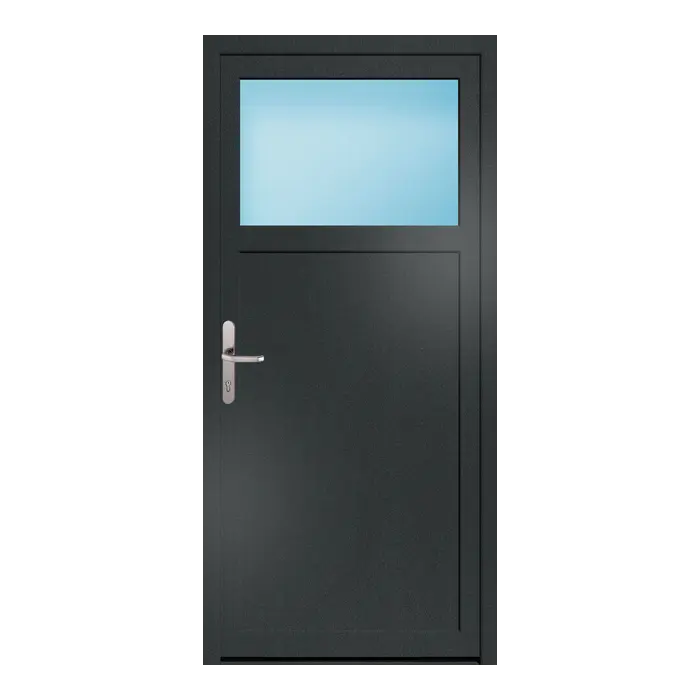 Nebeneingangstür 84x180 cm 1/3 Glas Anthrazit genarbt