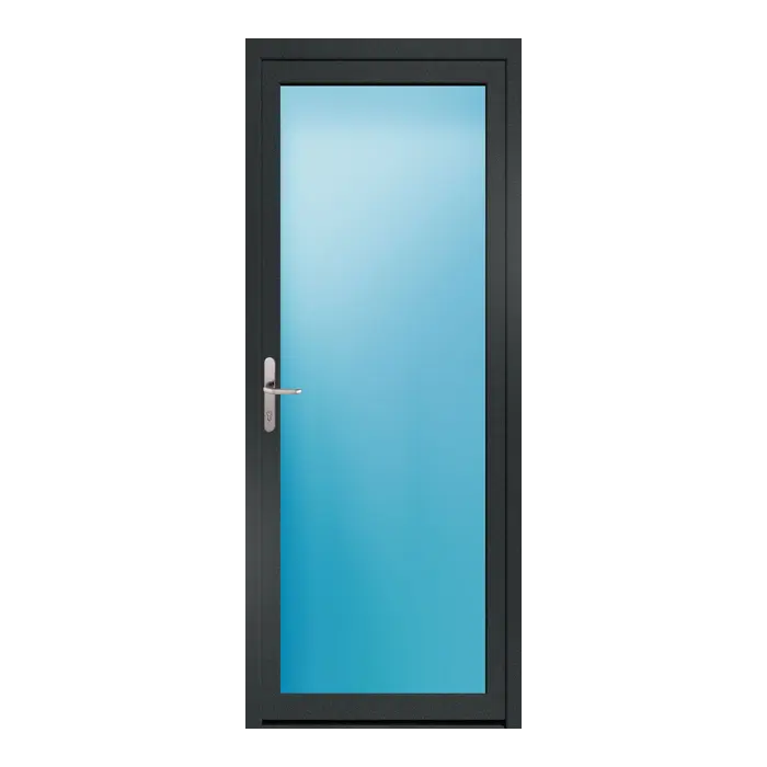 Nebeneingangstür 88x220 cm Vollglas Anthrazit genarbt