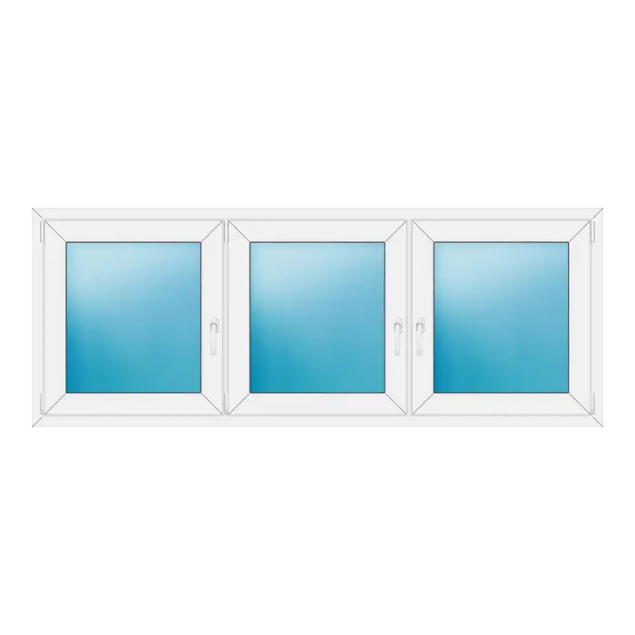 Dreiflügeliges Kunststofffenster 214x82 cm Weiß