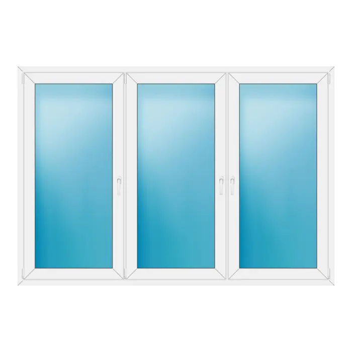 Dreiflügeliges Kunststofffenster 234x162 cm Weiß