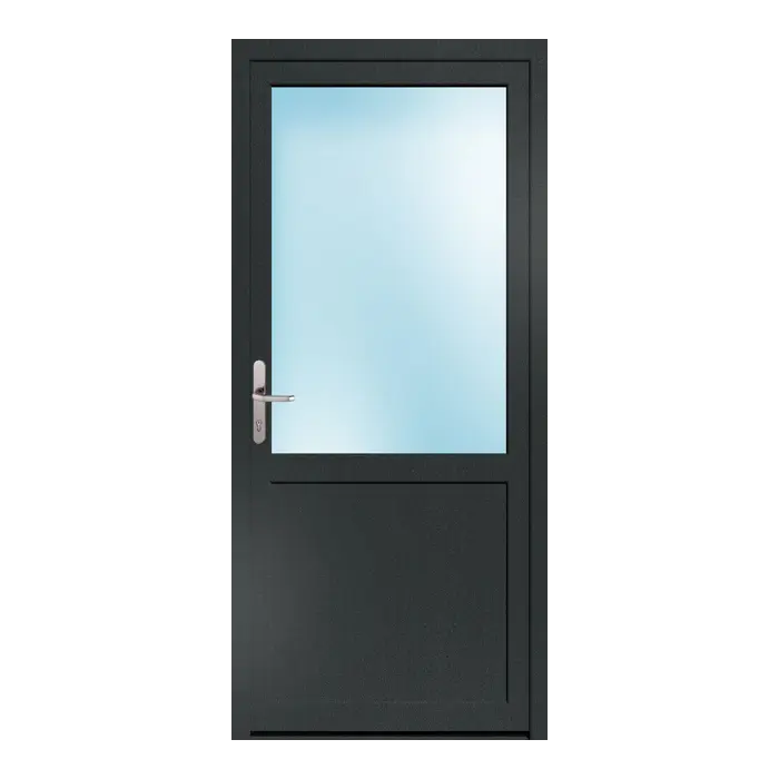 Nebeneingangstür 90x200 cm 2/3 Glas Anthrazit genarbt