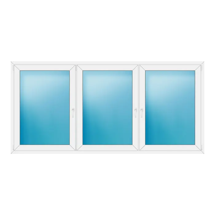 Dreiflügeliges Kunststofffenster 272x130 cm Weiß