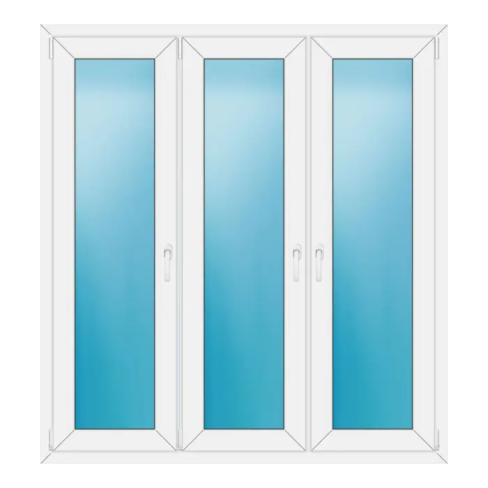 Dreiflügeliges Kunststofffenster 152x164 cm Weiß