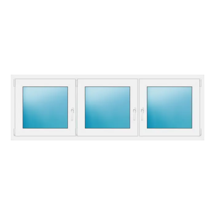 Dreiflügeliges Kunststofffenster 206x70 cm Weiß