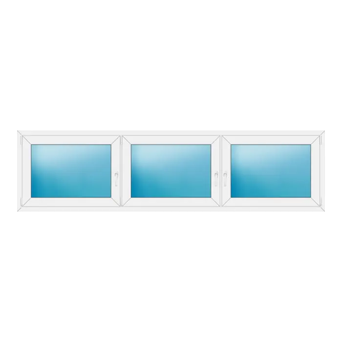 Dreiflügeliges Kunststofffenster 282x74 cm Weiß