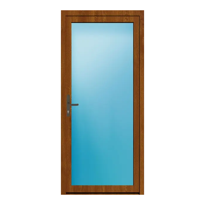 Nebeneingangstür 90x200 cm Vollglas Golden Oak genarbt