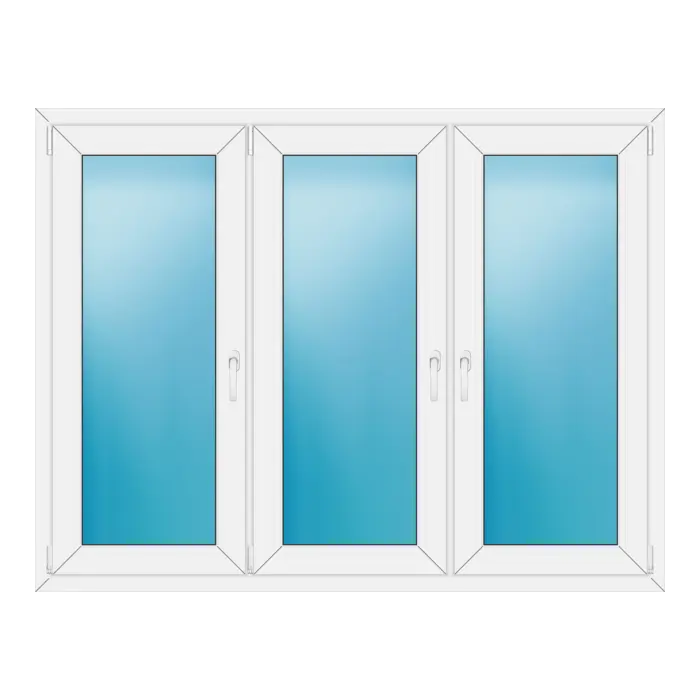 Dreiflügeliges Kunststofffenster 172x132 cm Weiß