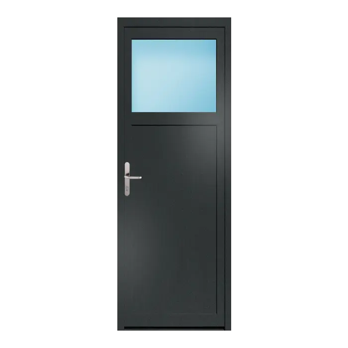 Nebeneingangstür 80x220 cm 1/3 Glas Anthrazit genarbt