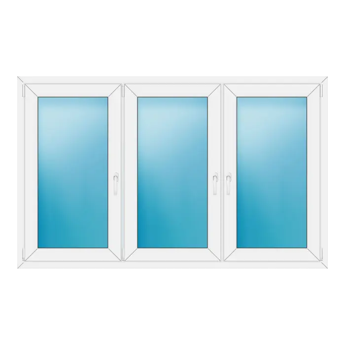 Dreiflügeliges Kunststofffenster 194x120 cm Weiß