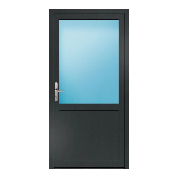 Nebeneingangstür 100x200 cm 2/3 Glas Anthrazit genarbt