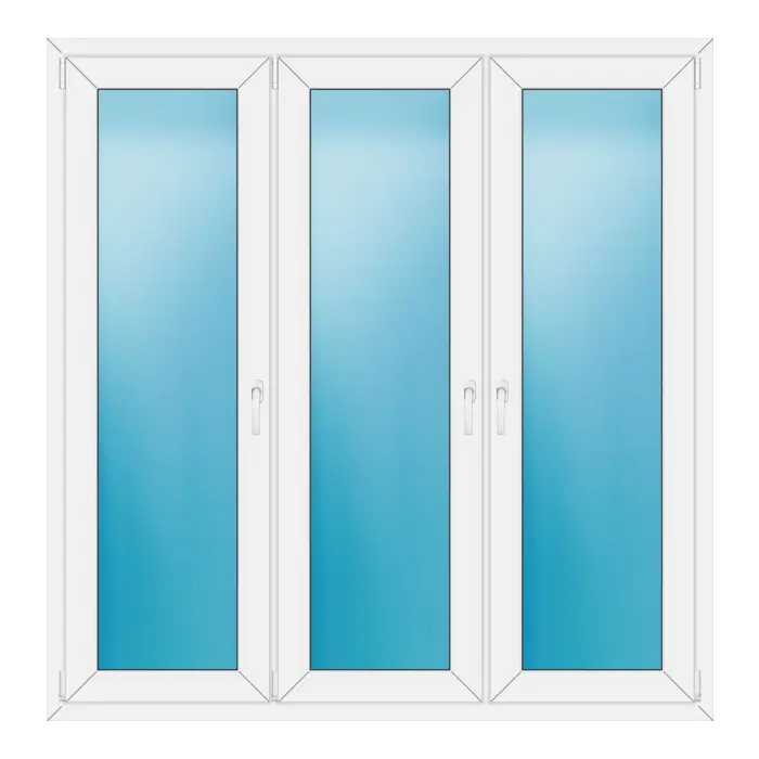 Dreiflügeliges Kunststofffenster 168x172 cm Weiß